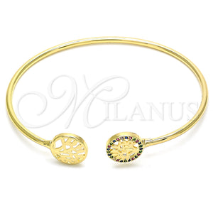 Gold Filled Jewelry — Individual Bangle Tree Design with Multicolor Micro Pave — main product view — SKU 134844 | Oro Laminado joyería — Individual Bangle Tree diseño with Multicolor Micro Pave — SKU 134844