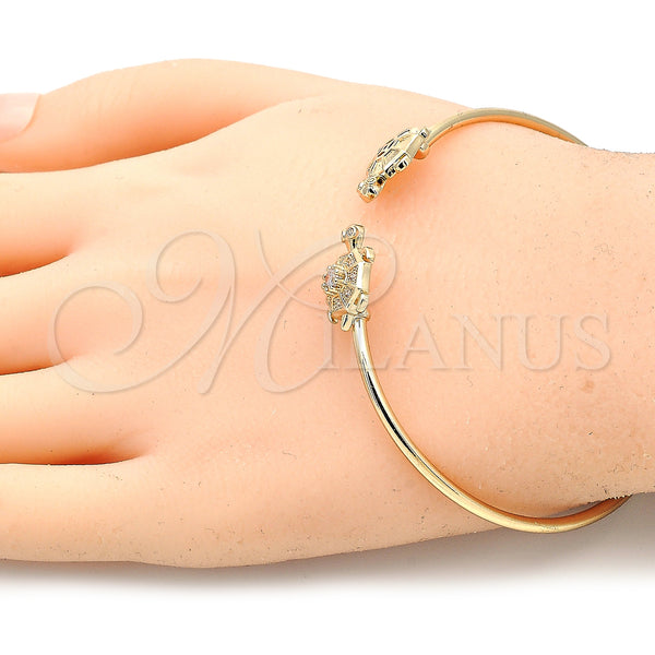 Gold Filled Jewelry — Individual Bangle Turtle Design with White Micro Pave — alternate product view — SKU 134845 | Oro Laminado joyería — Individual Bangle Turtle diseño with blanco Micro Pave — SKU 134845