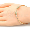 Oro Laminado Individual Bangle, Gold Filled Style Turtle Design, with White Micro Pave, Polished, Golden Finish, 07.156.0067 (02 MM Thickness, One size fits all)