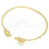 Oro Laminado Individual Bangle, Gold Filled Style Turtle Design, with White Micro Pave, Polished, Golden Finish, 07.156.0067 (02 MM Thickness, One size fits all)
