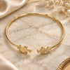 Oro Laminado Individual Bangle, Gold Filled Style Turtle Design, with White Micro Pave, Polished, Golden Finish, 07.156.0067 (02 MM Thickness, One size fits all)