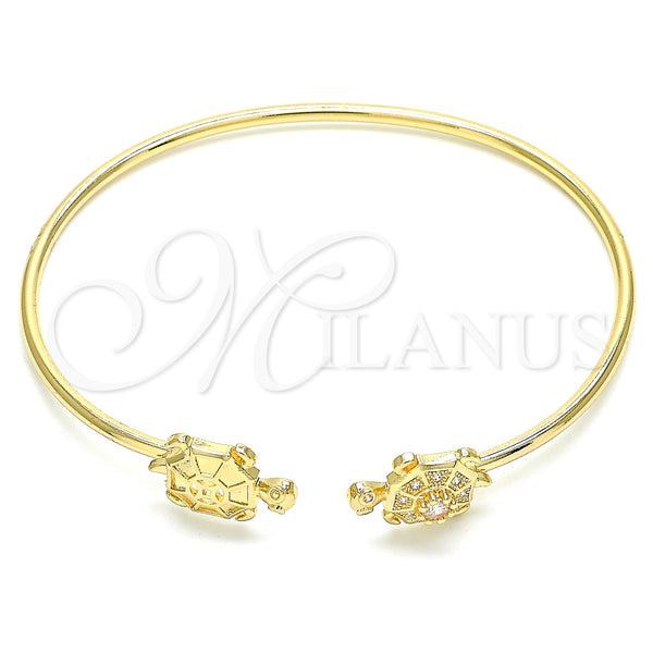 Gold Filled Jewelry — Individual Bangle Turtle Design with White Micro Pave — main product view — SKU 134845 | Oro Laminado joyería — Individual Bangle Turtle diseño with blanco Micro Pave — SKU 134845