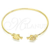 Oro Laminado Individual Bangle, Gold Filled Style Turtle Design, with White Micro Pave, Polished, Golden Finish, 07.156.0067 (02 MM Thickness, One size fits all)