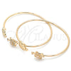 Oro Laminado Individual Bangle, Gold Filled Style Turtle Design, with White Micro Pave, Polished, Golden Finish, 07.156.0067 (02 MM Thickness, One size fits all)