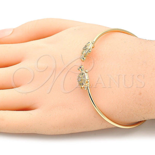 Gold Filled Jewelry — Individual Bangle Turtle Design with Multicolor Micro Pave — alternate product view — SKU 134846 | Oro Laminado joyería — Individual Bangle Turtle diseño with Multicolor Micro Pave — SKU 134846