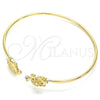 Oro Laminado Individual Bangle, Gold Filled Style Turtle Design, with Multicolor Micro Pave, Polished, Golden Finish, 07.156.0067.1 (02 MM Thickness, One size fits all)