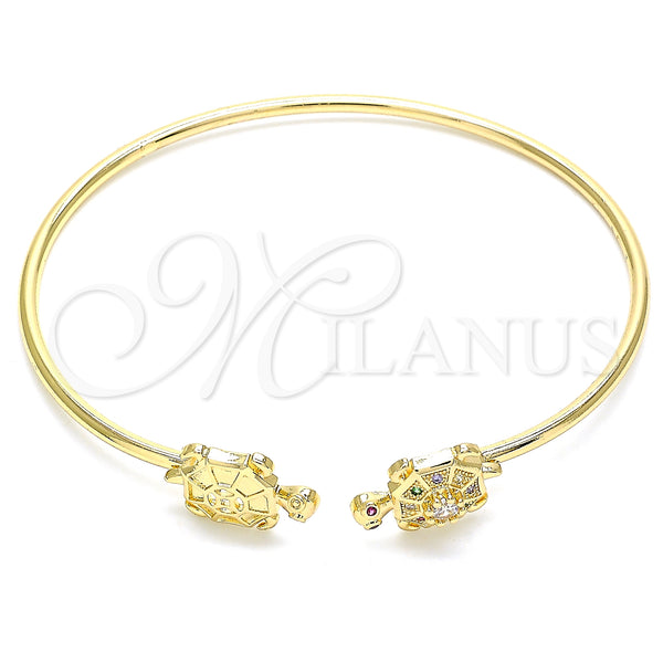 Gold Filled Jewelry — Individual Bangle Turtle Design with Multicolor Micro Pave — main product view — SKU 134846 | Oro Laminado joyería — Individual Bangle Turtle diseño with Multicolor Micro Pave — SKU 134846