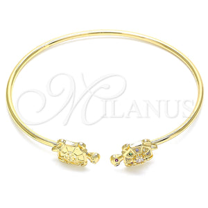 Gold Filled Jewelry — Individual Bangle Turtle Design with Multicolor Micro Pave — main product view — SKU 134846 | Oro Laminado joyería — Individual Bangle Turtle diseño with Multicolor Micro Pave — SKU 134846