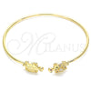 Oro Laminado Individual Bangle, Gold Filled Style Turtle Design, with Multicolor Micro Pave, Polished, Golden Finish, 07.156.0067.1 (02 MM Thickness, One size fits all)
