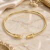 Oro Laminado Individual Bangle, Gold Filled Style Little Girl Design, with White Micro Pave, Polished, Golden Finish, 07.156.0068 (02 MM Thickness, One size fits all)