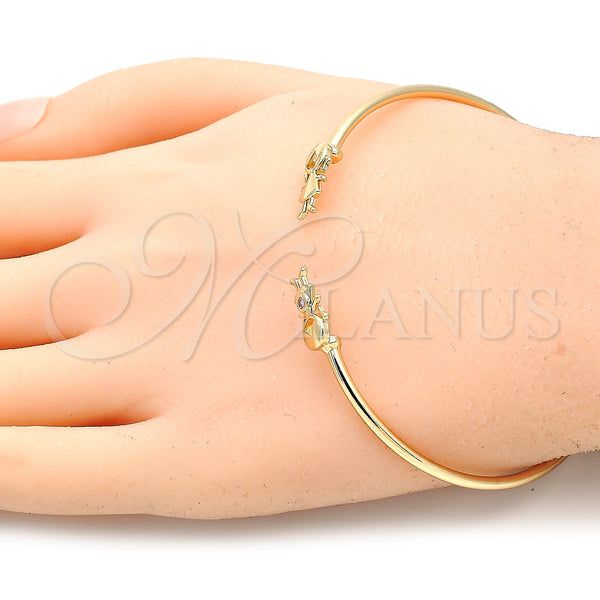 Gold Filled Jewelry — Individual Bangle Little Girl Design with Pink Micro — alternate product view — SKU 134848 | Oro Laminado joyería — Individual Bangle Little Girl diseño with Pink Micro — SKU 134848