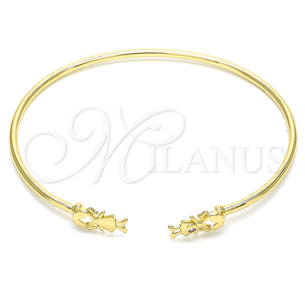Gold Filled Jewelry — Individual Bangle Little Girl Design with Pink Micro — main product view — SKU 134848 | Oro Laminado joyería — Individual Bangle Little Girl diseño with Pink Micro — SKU 134848