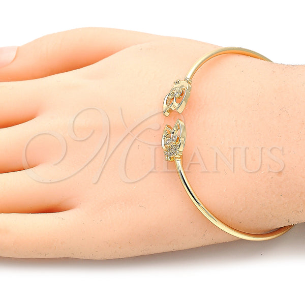 Gold Filled Bracelet — Fancy Bracelet Owl Design with White Micro Pave — alternate product view — SKU 134849 | Oro Laminado brazalete — elegante Bracelet Owl diseño with blanco Micro Pave — SKU 134849