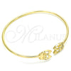 Oro Laminado Fancy Bracelet, Gold Filled Style Owl Design, with White Micro Pave, Polished, Golden Finish, 07.156.0069 (02 MM Thickness, 58 Inches Length)