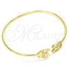 Oro Laminado Fancy Bracelet, Gold Filled Style Owl Design, with White Micro Pave, Polished, Golden Finish, 07.156.0069 (02 MM Thickness, 58 Inches Length)