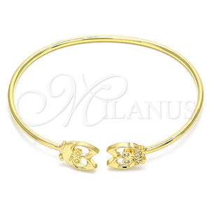 Gold Filled Bracelet — Fancy Bracelet Owl Design with White Micro Pave — main product view — SKU 134849 | Oro Laminado brazalete — elegante Bracelet Owl diseño with blanco Micro Pave — SKU 134849