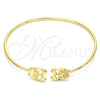 Oro Laminado Fancy Bracelet, Gold Filled Style Owl Design, with White Micro Pave, Polished, Golden Finish, 07.156.0069 (02 MM Thickness, 58 Inches Length)