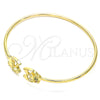 Oro Laminado Individual Bangle, Gold Filled Style Owl Design, with Multicolor Micro Pave, Polished, Golden Finish, 07.156.0069.1 (02 MM Thickness, One size fits all)