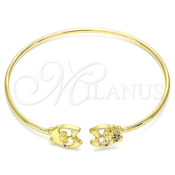 Gold Filled Jewelry — Individual Bangle Owl Design with Multicolor Micro Pave — main product view — SKU 134850 | Oro Laminado joyería — Individual Bangle Owl diseño with Multicolor Micro Pave — SKU 134850