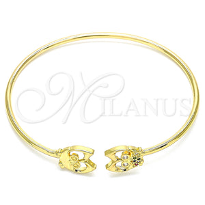 Gold Filled Jewelry — Individual Bangle Owl Design with Multicolor Micro Pave — main product view — SKU 134850 | Oro Laminado joyería — Individual Bangle Owl diseño with Multicolor Micro Pave — SKU 134850