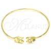 Oro Laminado Individual Bangle, Gold Filled Style Owl Design, with Multicolor Micro Pave, Polished, Golden Finish, 07.156.0069.1 (02 MM Thickness, One size fits all)