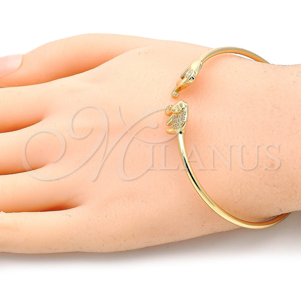 Gold Filled Jewelry — Individual Bangle Elephant Design with White Micro Pave — alternate product view — SKU 134851 | Oro Laminado joyería — Individual Bangle Elephant diseño with blanco Micro Pave — SKU 134851