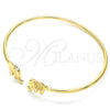 Oro Laminado Individual Bangle, Gold Filled Style Elephant Design, with White Micro Pave, Polished, Golden Finish, 07.156.0070 (02 MM Thickness, One size fits all)