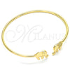 Oro Laminado Individual Bangle, Gold Filled Style Elephant Design, with White Micro Pave, Polished, Golden Finish, 07.156.0070 (02 MM Thickness, One size fits all)