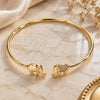 Oro Laminado Individual Bangle, Gold Filled Style Elephant Design, with White Micro Pave, Polished, Golden Finish, 07.156.0070 (02 MM Thickness, One size fits all)