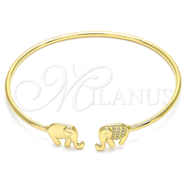 Gold Filled Jewelry — Individual Bangle Elephant Design with White Micro Pave — main product view — SKU 134851 | Oro Laminado joyería — Individual Bangle Elephant diseño with blanco Micro Pave — SKU 134851