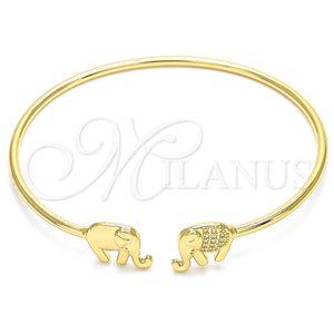 Gold Filled Jewelry — Individual Bangle Elephant Design with White Micro Pave — main product view — SKU 134851 | Oro Laminado joyería — Individual Bangle Elephant diseño with blanco Micro Pave — SKU 134851