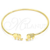 Oro Laminado Individual Bangle, Gold Filled Style Elephant Design, with White Micro Pave, Polished, Golden Finish, 07.156.0070 (02 MM Thickness, One size fits all)