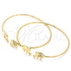 Oro Laminado Individual Bangle, Gold Filled Style Elephant Design, with White Micro Pave, Polished, Golden Finish, 07.156.0070 (02 MM Thickness, One size fits all)