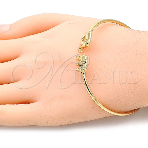 Gold Filled Jewelry — Individual Bangle Elephant Design with Multicolor Micro Pave — alternate product view — SKU 134852 | Oro Laminado joyería — Individual Bangle Elephant diseño with Multicolor Micro Pave — SKU 134852
