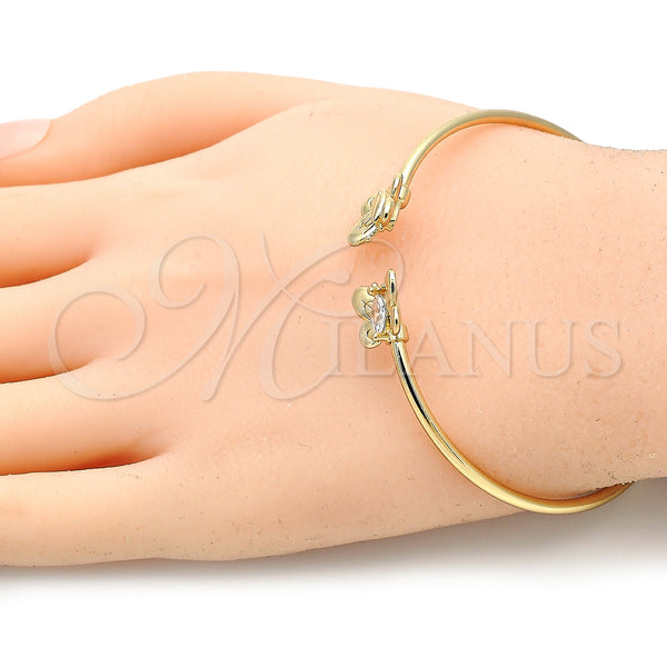 Gold Filled Jewelry — Individual Bangle Butterfly Design with White Micro Pave — alternate product view — SKU 134853 | Oro Laminado joyería — Individual Bangle Butterfly diseño with blanco Micro Pave — SKU 134853