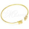 Oro Laminado Individual Bangle, Gold Filled Style Butterfly Design, with White Micro Pave, Polished, Golden Finish, 07.156.0071 (02 MM Thickness, One size fits all)