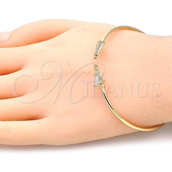 Gold Filled Jewelry — Individual Bangle Altagracia and Teardrop Design with White — alternate product view — SKU 134854 | Oro Laminado joyería — Individual Bangle Altagracia and Teardrop diseño with blanco — SKU 134854