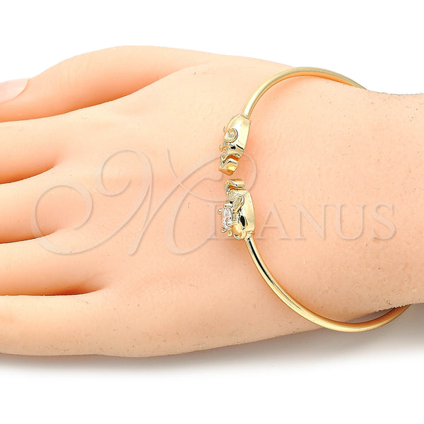 Gold Filled Jewelry — Individual Bangle Elephant Design with White Micro Pave — alternate product view — SKU 134855 | Oro Laminado joyería — Individual Bangle Elephant diseño with blanco Micro Pave — SKU 134855