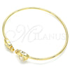 Oro Laminado Individual Bangle, Gold Filled Style Elephant Design, with White Micro Pave, Polished, Golden Finish, 07.156.0073 (02 MM Thickness, One size fits all)