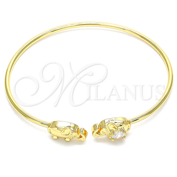 Gold Filled Jewelry — Individual Bangle Elephant Design with White Micro Pave — main product view — SKU 134855 | Oro Laminado joyería — Individual Bangle Elephant diseño with blanco Micro Pave — SKU 134855