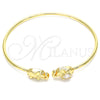 Oro Laminado Individual Bangle, Gold Filled Style Elephant Design, with White Micro Pave, Polished, Golden Finish, 07.156.0073 (02 MM Thickness, One size fits all)