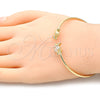 Oro Laminado Individual Bangle, Gold Filled Style Turtle Design, with White Micro Pave, Polished, Golden Finish, 07.156.0074 (02 MM Thickness, One size fits all)