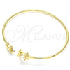 Oro Laminado Individual Bangle, Gold Filled Style Turtle Design, with White Micro Pave, Polished, Golden Finish, 07.156.0074 (02 MM Thickness, One size fits all)