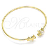 Oro Laminado Individual Bangle, Gold Filled Style Turtle Design, with White Micro Pave, Polished, Golden Finish, 07.156.0074 (02 MM Thickness, One size fits all)