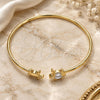 Oro Laminado Individual Bangle, Gold Filled Style Turtle Design, with White Micro Pave, Polished, Golden Finish, 07.156.0074 (02 MM Thickness, One size fits all)