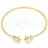 Oro Laminado Individual Bangle, Gold Filled Style Turtle Design, with White Micro Pave, Polished, Golden Finish, 07.156.0074 (02 MM Thickness, One size fits all)