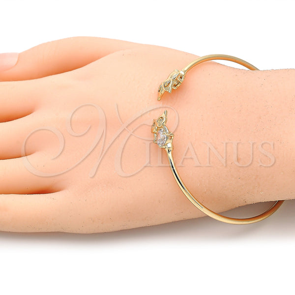 Gold Filled Jewelry — Individual Bangle Owl Design with White Micro Pave — alternate product view — SKU 134857 | Oro Laminado joyería — Individual Bangle Owl diseño with blanco Micro Pave — SKU 134857