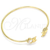 Oro Laminado Individual Bangle, Gold Filled Style Owl Design, with White Micro Pave, Polished, Golden Finish, 07.156.0075 (02 MM Thickness, One size fits all)