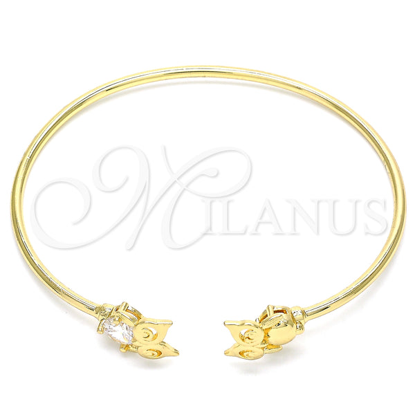 Gold Filled Jewelry — Individual Bangle Owl Design with White Micro Pave — main product view — SKU 134857 | Oro Laminado joyería — Individual Bangle Owl diseño with blanco Micro Pave — SKU 134857