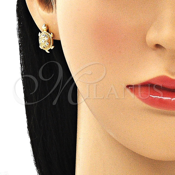 Gold Filled Ring — Stud Earring Turtle Design with White Micro Pave — alternate product view — SKU 134892 | Oro Laminado anillo — Stud Earring Turtle diseño with blanco Micro Pave — SKU 134892